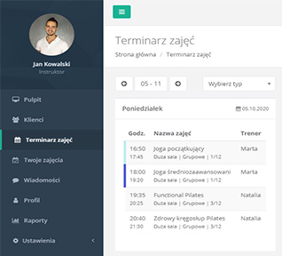 Terminarz dla trenera